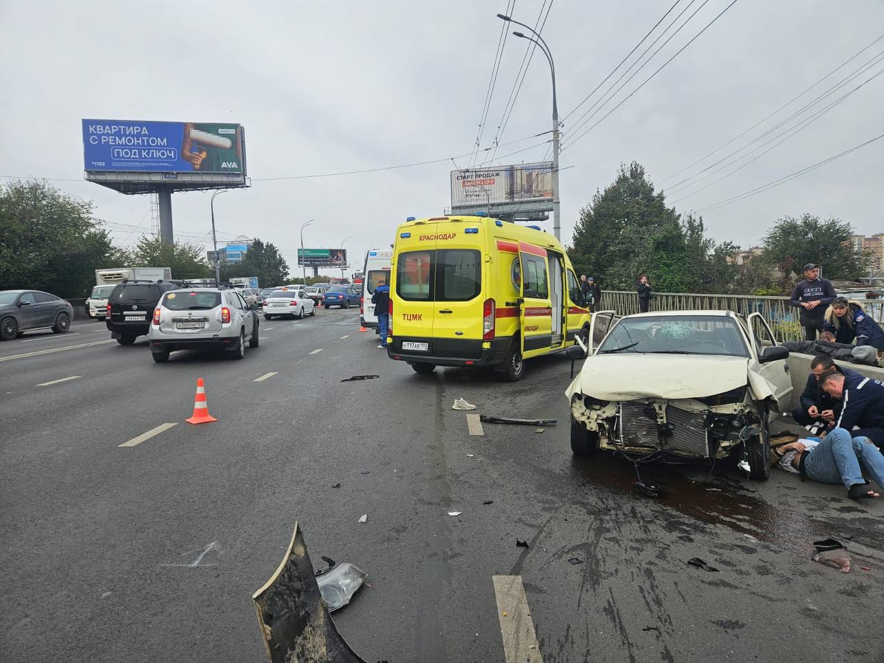 Место аварии в Краснодаре