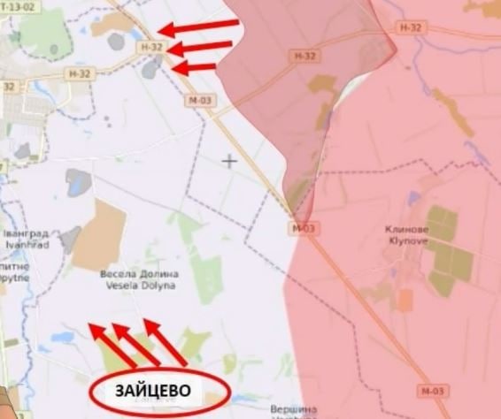 ВС РФ вплотную подошли к Бахмуту, предположительно освобождён посёлок Зайцево.jpg