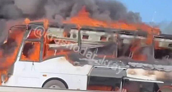 «Автобус охватило пламя»: на трассе под Краснодаром резко вспыхнул рейсовый автобус – ВИДЕО