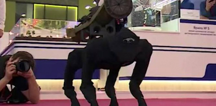 Работу пса-робота с гранатомётом на спине продемонстрировали на форуме «Армия-2022»