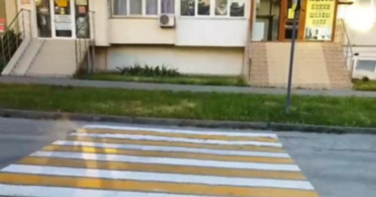 Безопасность пешеходов по-кубански: в Новороссийске нарисовали зебру, которая упирается в газон