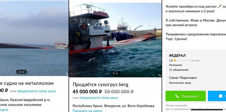 «Окупится минимум в два раза!» Московский бизнесмен отдал мошенникам 22 млн за утонувший в Крыму сухогруз  
