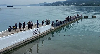 Сотни рыбаков собрались на берегу моря из-за массового клева форели в Кабардинке 