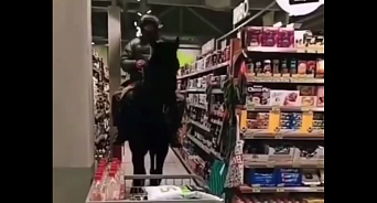 Полиция Адыгеи установит личность мужчины, катавшегося на лошади в магазине